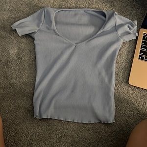 light blue crop top